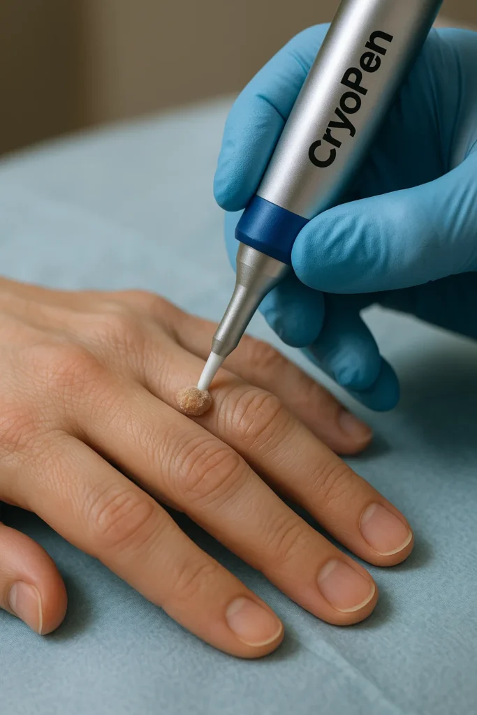 example of cryopen wart removal Billericay treatment on a persons finger