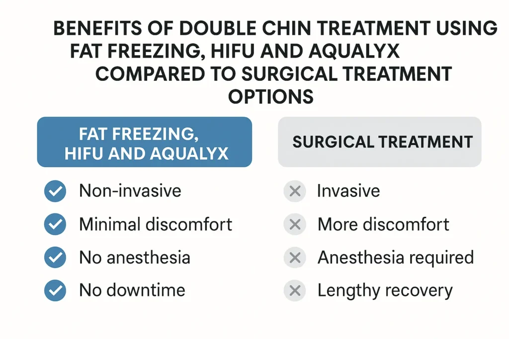Graphic about the benefits of double chin treatment Billericay - from LA LIPO