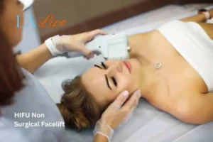 Woman having Hi-Fu to reduce wrinkles Billericay.