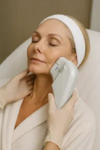 Woman receiving HIFU non surgical facelift treatment Billericay