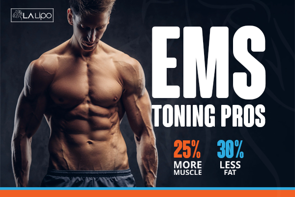 Graphic of man with toned body showing the benefits of LA-EMS Body Sculpting Billericay treatment