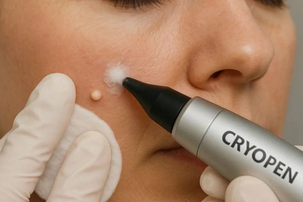 Woman receiving milia removal treatment Billericay